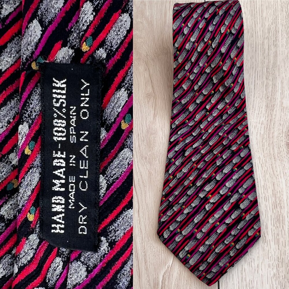 Giorgio 100% Silk Handmade in Spain Abstract Print Men's Necktie 55" x 3.5"